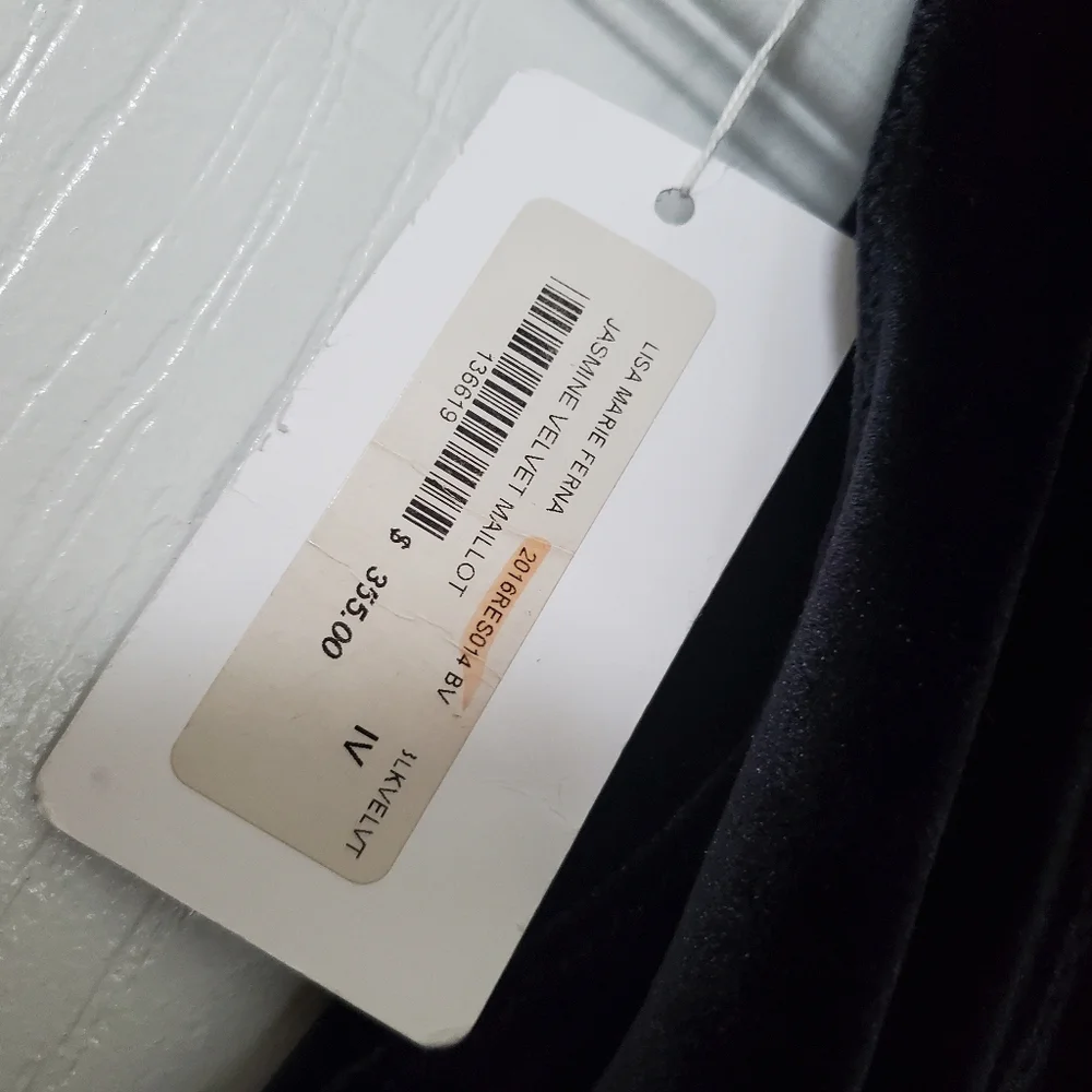 Lisa Marie Fernandez Black Zip Up Velvet Bodysuit Swimsuit - Picture 4 of 5